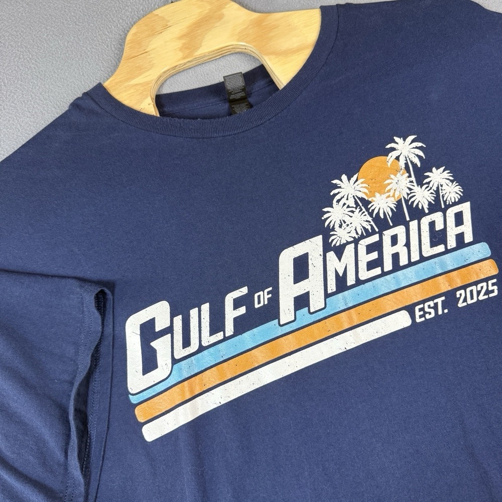 Gulf of‎ America Est. 2025 T-shirt Mens 3XL Navy Blue Gilden Heavy Cotton Shirt